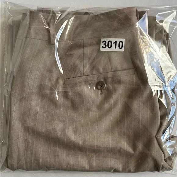 Beige Pinstripe Dress Pants - Picture 12 of 16